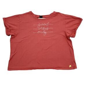 Vibe N Shirt Womens XL Red Short Sleeve Crew Neck Good Vibes Only Crop Top